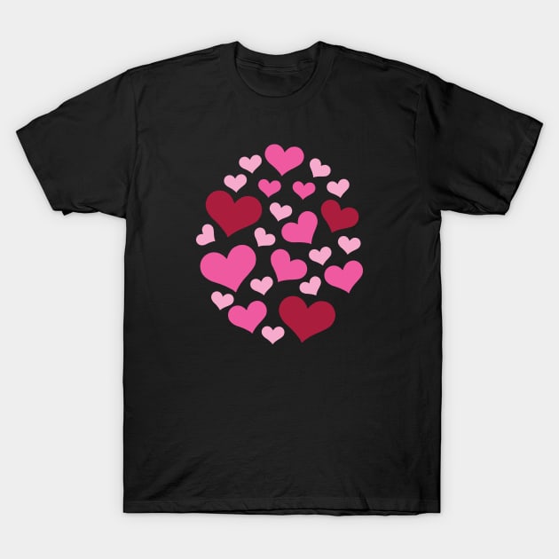 Hearts | Love | Pink | Oval | Black T-Shirt by Wintre2